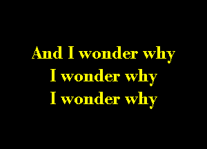 And I wonder why

I wonder why

I wonder why