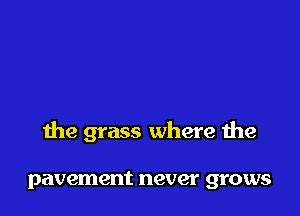 the grass where the

pavement never grows