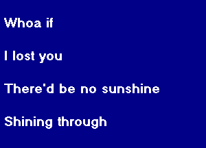 Whoa if
I lost you

There'd be no sunshine

Shining through