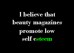 I believe that
beauty magazines
promote low
self esteem

g