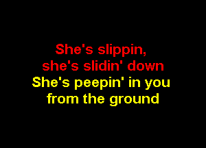 She's slippin,
she's slidin' down

She's peepin' in you
from the ground