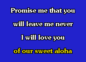 Promise me that you
will leave me never

I will love you

of our sweet aloha l