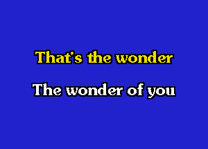 That's the wonder

The wonder of you