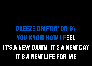 BREEZE DRIFTIH' 0 BY
YOU KNOW HOWI FEEL

IT'S A NEW DAWN, IT'S A NEW DAY
IT'S A NEW LIFE FOR ME