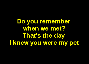 Do you remember
when we met?

That's the day
I knew you were my pet