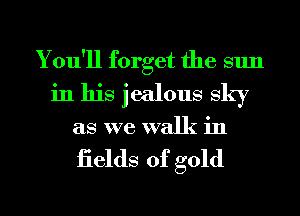 You'll forget the sun
in his jealous sky
as we walk in

iields of gold