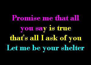 Promise me that all
you say is We
that's all I ask of you

Let me be your shelter