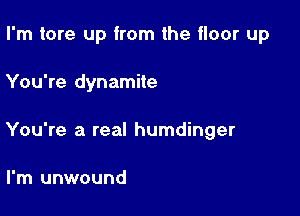 I'm tore up from the floor up

You're dynamite

You're a real humdinger

I'm unwound