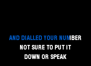 MID DIALLED YOUR NUMBER
NOT SURE TO PUT IT
DOWN OB SPEAK