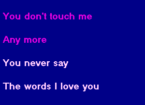 You never say

The words I love you