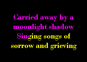 Carried away by a
moonlight shadow
Singing songs of
sorrow and grieving