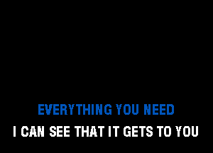 EVERYTHING YOU NEED
I CAN SEE THAT IT GETS TO YOU