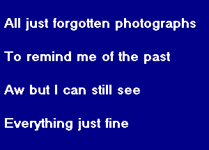 All just forgotten photographs
To remind me of the past

Aw but I can still see

Everyihing just fine