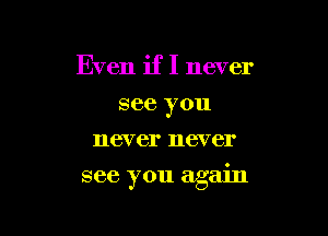 Even if I never
see you
never never

see you again