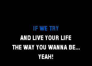 IF WE TRY

AND LIVE YOUR LIFE
THE WAY YOU WANNA BE...
YEAH!