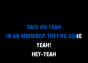 SAID OH YEAH

IN AN MMMBOP THEY'RE GONE
YEAH!
HEY-YEAH
