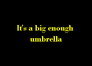 It's a big enough

umbrella