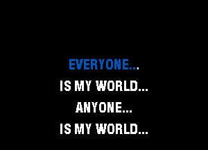 EVERYONE...

IS MY WORLD...
ANYONE...
IS MY WORLD...