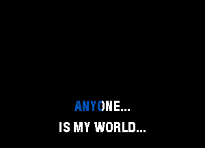 ANYONE...
IS MY WORLD...