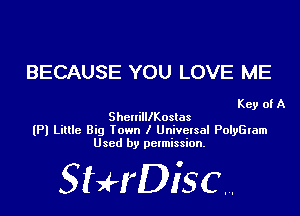 BECAUSE YOU LOVE ME

Key of A
ShelliIIIKostas
(Pl Little Big Town I Universal PolyGlam
Used by permission.

SHrDisc...