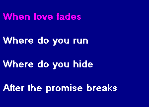 Where do you run

Where do you hide

After the promise breaks