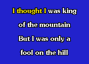 I thought I was king
of the mountain

But I was only a
fool on the hill