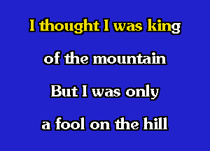I thought I was king
of the mountain

But I was only
a fool on the hill