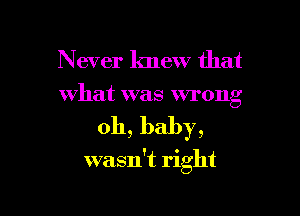 Never knew that

what was wrong

oh, baby,

wasn't right