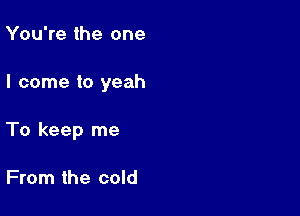 You're the one

I come to yeah

To keep me

From the cold