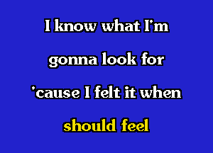 I know what I'm

gonna look for

'cause I felt it when

should feel