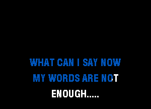 WHAT CAN I SAY HOW
MY WORDS ARE NOT
ENOUGH .....