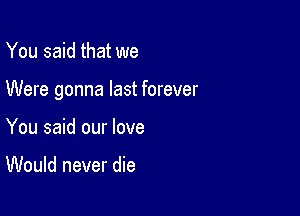 You said that we

Were gonna last forever

You said our love

Would never die