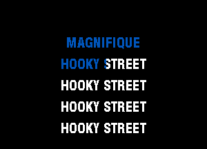 MAGNIFIQUE
HOOK? STREET

HOOKY STREET
HDOKY STREET
HOOKY STREET