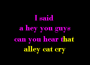 I said
a hey you guys

can you hear that
alley cat cry