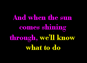 And when the sun
comes shining

through, we'll know
what to do