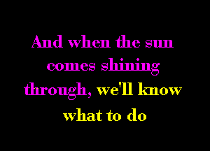 And when the sun
comes shining

through, we'll know
what to do