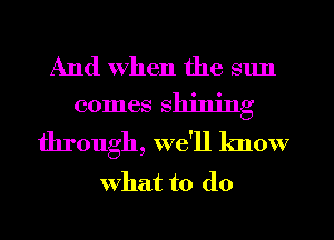 And when the sun
comes shining

through, we'll know
what to do