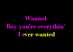 W anted

Boy you're everythin'

I ever wanted