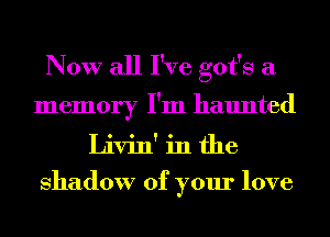 Now all I've got's a

memory I'm haunted
Livin' in the

shadow of your love