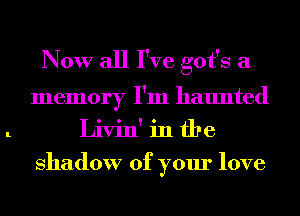 Now all I've got's a
memory I'm haunted
Livin' in the

shadow of your love