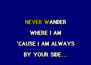 NEVER WANDER

WHERE I AM
'CAUSE I AM ALWAYS
BY YOUR SIDE...