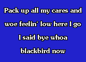 Pack up all my cares and
woe feelin' low here I go
I said bye whoa

blackbird now