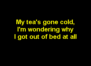 My tea's gone cold,
I'm wondering why

I got out of bed at all