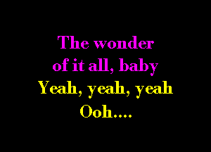 The wonder

of it 311, baby

Yeah, yeah, yeah
Ooh....