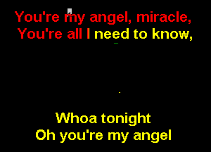 You're H1y angel, miracle,
You're all I negd to know,

Whoa tonight
Oh you're my angel