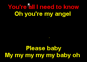 You're '13 I need to know
Oh you're my angel

Please baby
My my my my my baby oh