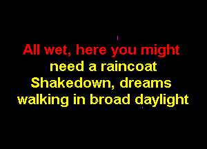 All wet, here you might
need a raincoat

Shakedown, dreams
walking in broad daylight