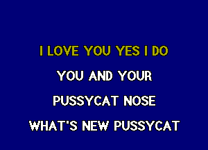 I LOVE YOU YES I DO

YOU AND YOUR
PUSSYCAT NOSE
WHAT'S NEW PUSSYCAT
