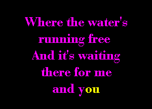 Where the water's
running free
And it's waiting
there for me

and you I