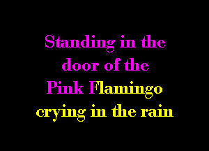 Standing in the
door of the
Pink Flamingo

crying in the rain

g